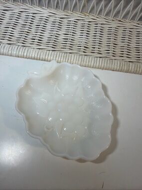 Antique White Milk Glass Grape Cluster Shaped DIsh Platter